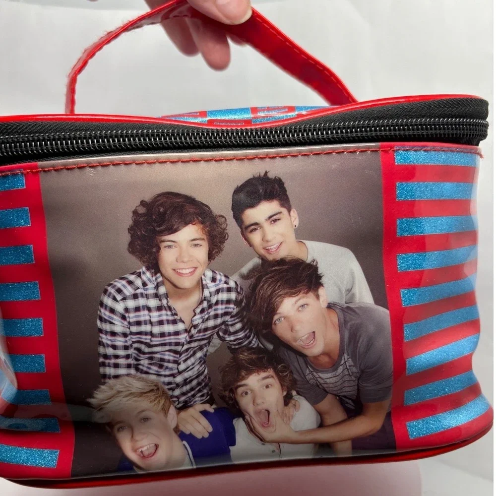 One Direction 1D Red‎ Glitter Makeup Bag Travel Case Vanity Harry Styles Rare